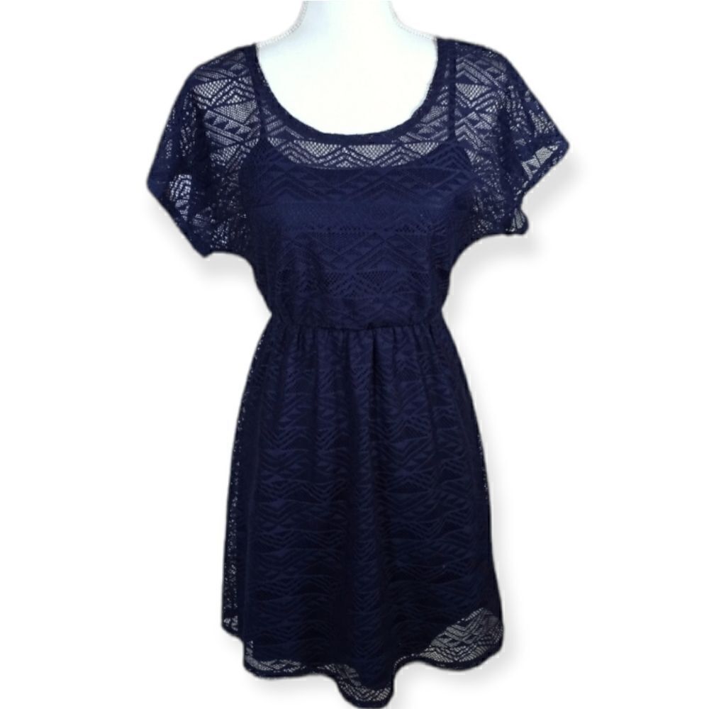 BAILEY BLUE NAVY BLUE LACE DRESS SZ.S EUC